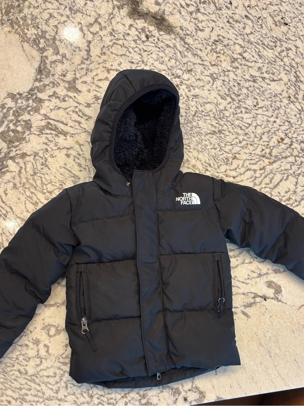 The North Face Kids Black Hooded Puffer Coat